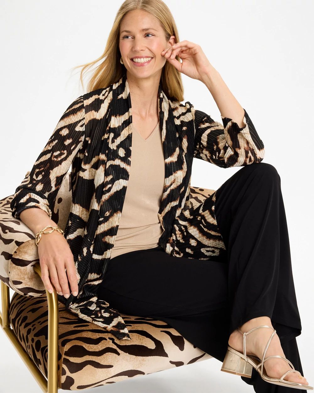 Travelers™ Safari Wheat Mesh Cardigan | Chico's